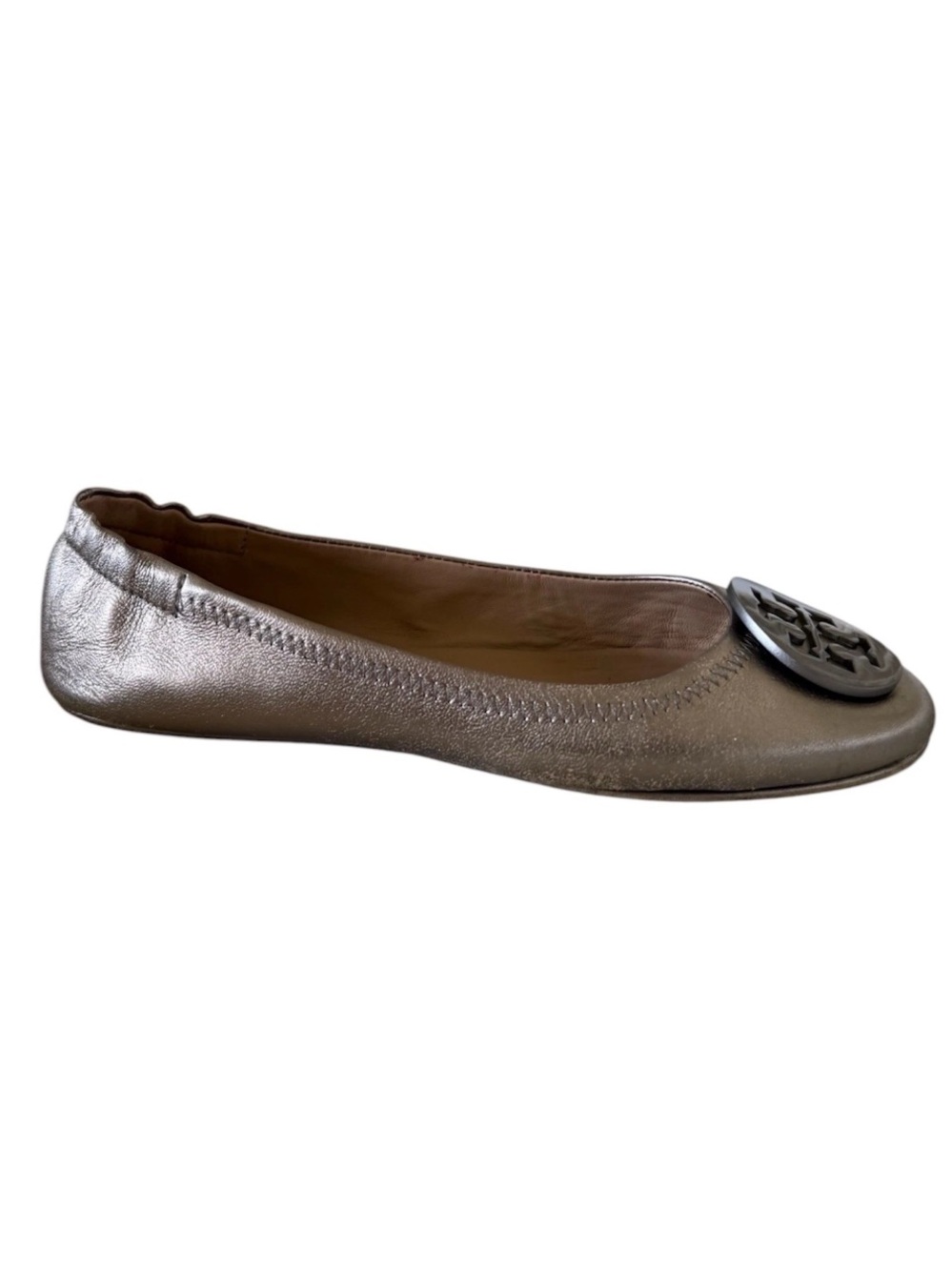 Tory Burch Reva Metallic Gold Slip On Ballerina Shoes